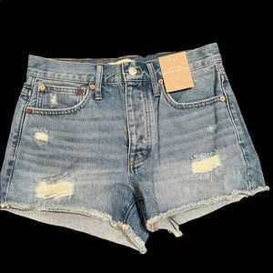 Madewell distressed relax blue denim Jean shorts ladies size 24